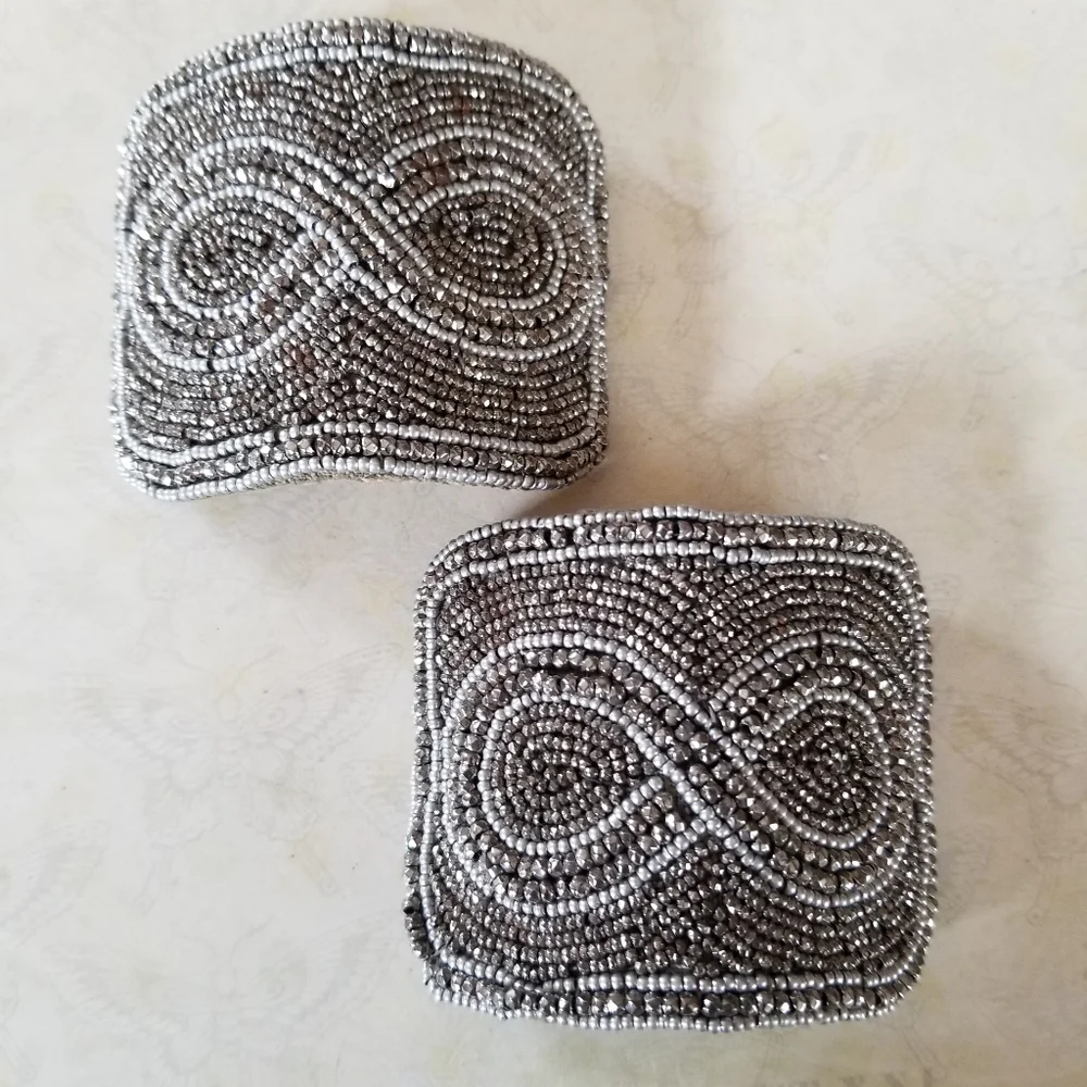 Vintage Antique Art Deco 1920s Made In France Beaded Shoe Clip Buckle Set - Picture 7 of 15